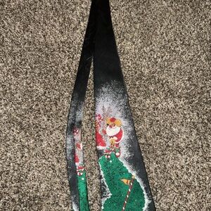 Hallmark Black‎ Tie with Santa and Christmas Tree Design